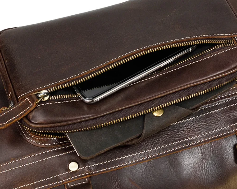 leather rolling carry on